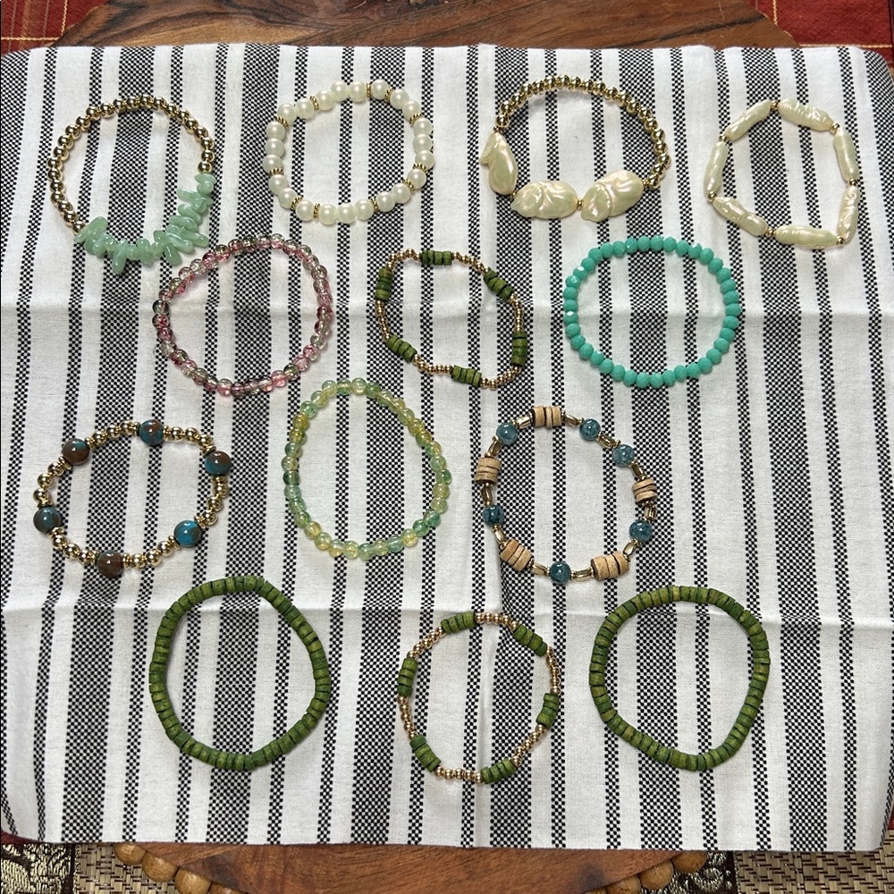 13-Piece Bohemian Style Multi-Colored Stacking Layering Stretch Bracelets NEW - Picture 6 of 11